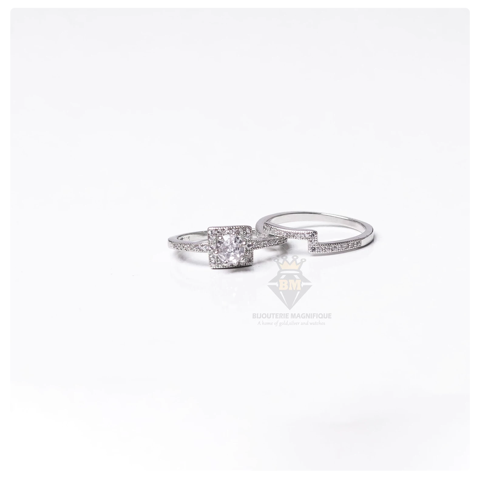Bijouterie Magnifique No5 Grace Silver Engagement & Wedding Rings