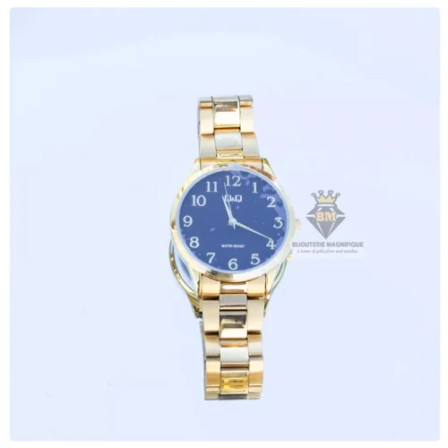 Q&Q Analog Watch With Stainless Steel Gold Strap & Black Dial - Image 2