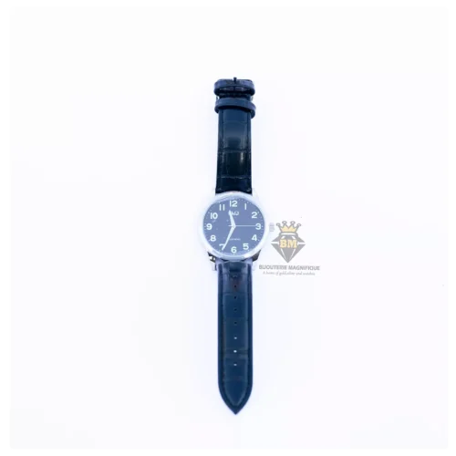Q&Q Men's Black Dial Leather Band Watch