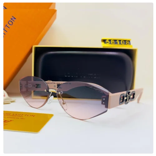 Louis Vuitton Cat-Eye Sunglasses – Beige & Gold with Purple Gradient Lenses