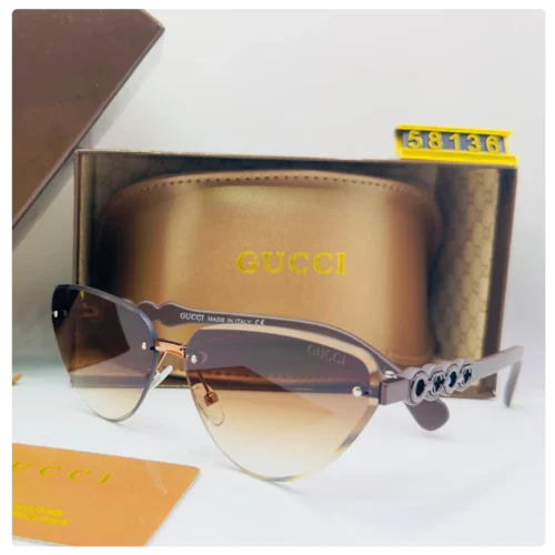 Gucci Gradient Aviator Sunglasses – Gold Frame with Brown Lenses