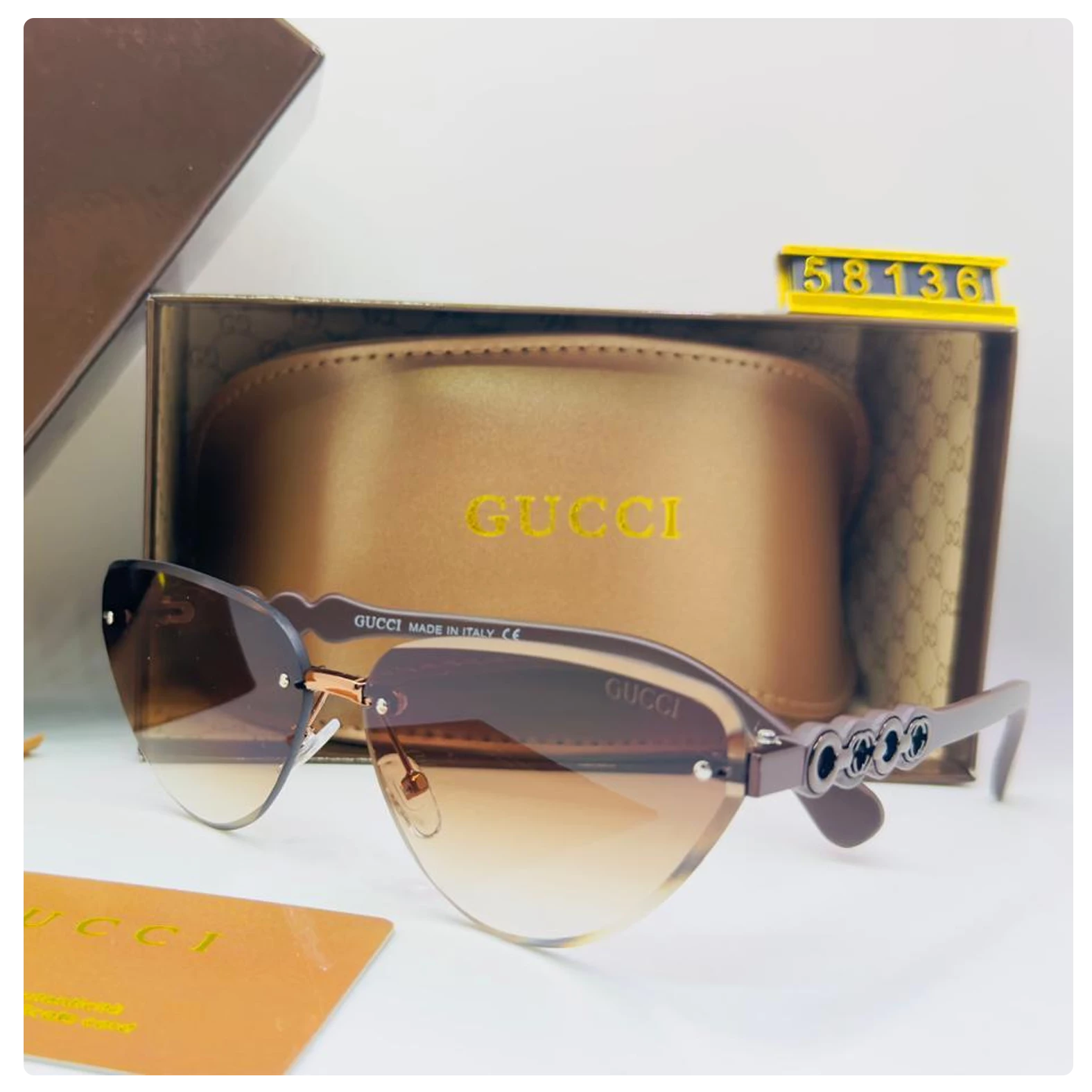 Gucci Gradient Aviator Sunglasses – Gold Frame with Brown Lenses
