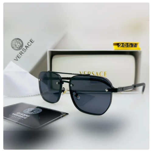 Versace VE2057 Luxury Sunglasses – Black Frame with Dark Lenses (Unisex)