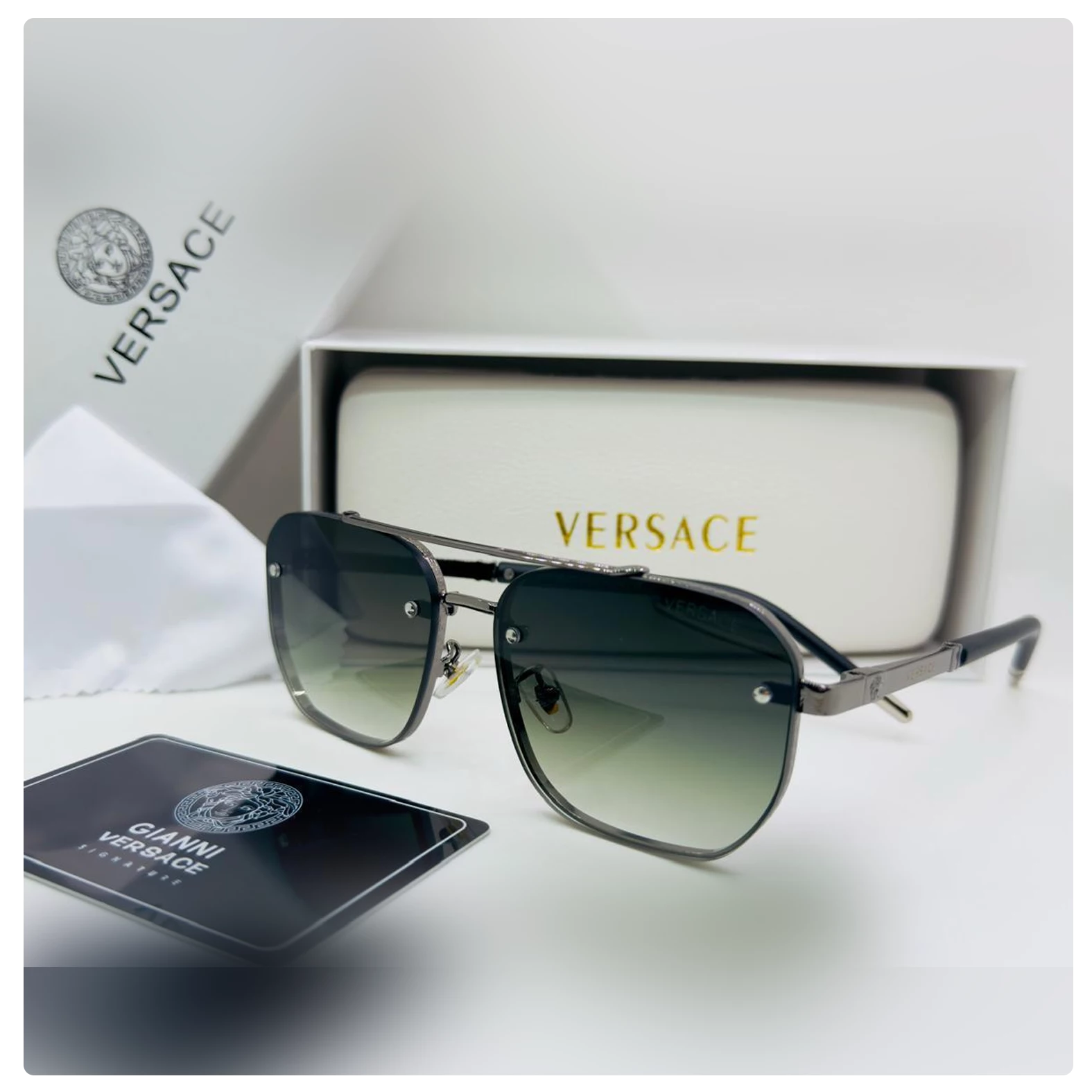 Versace VE2234 Unisex Designer Sunglasses – Black Frame with Gradient Grey Lenses