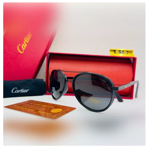 Cartier Signature Series Men’s Sunglasses – Black Frame with Polarized Lenses