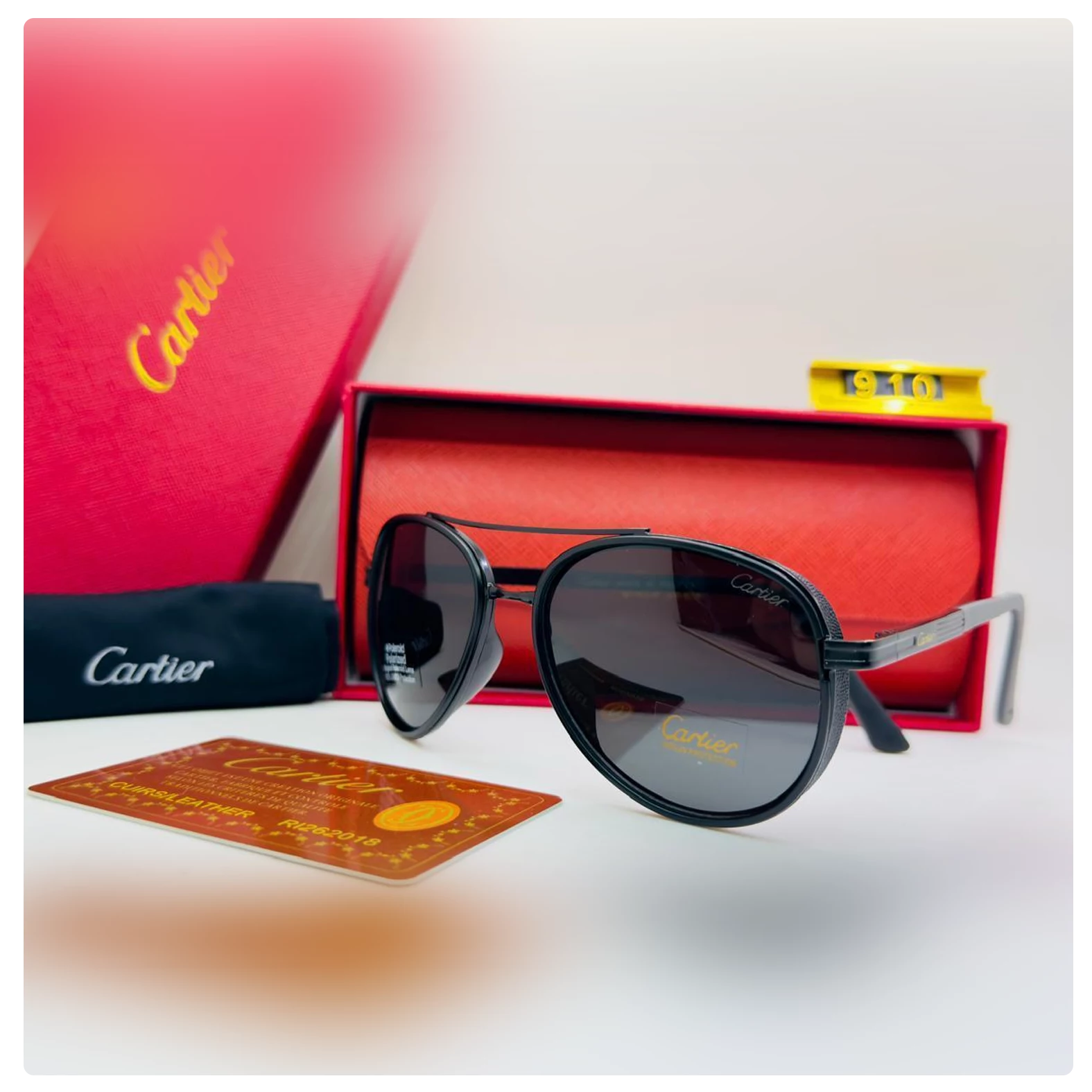 Cartier Signature Series Men’s Sunglasses – Black Frame with Polarized Lenses