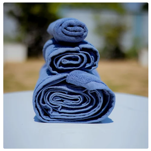Premium Rolled Cotton Towel Set Blue Color (3-Pack)