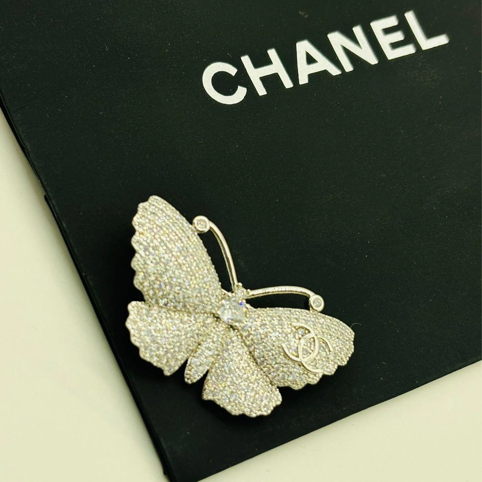 Chanel Crystal Butterfly Double “C” Brooch