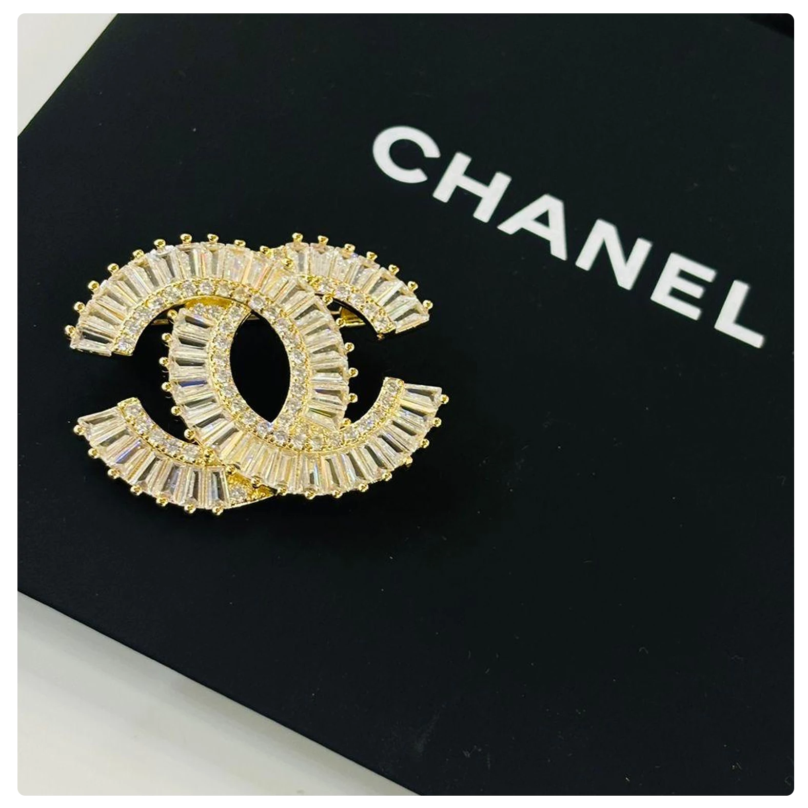 Baguette Crystal Double "C" Luxury Brooch