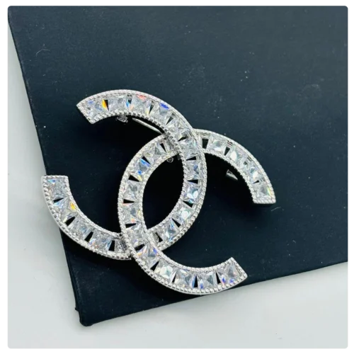 Chanel Inspired Crystal Double "C" Brooch