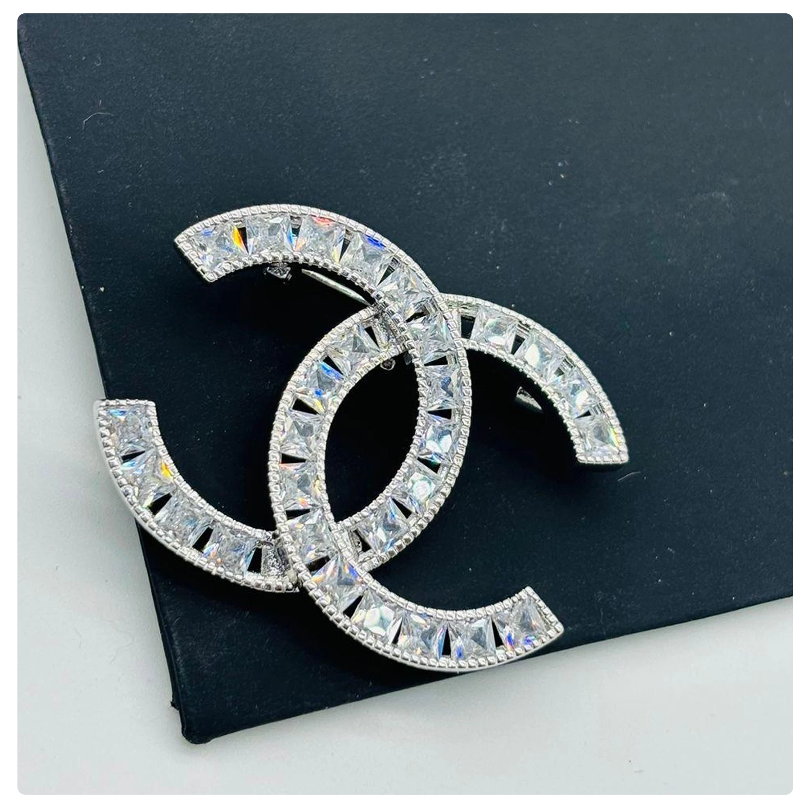 Chanel Inspired Crystal Double "C" Brooch
