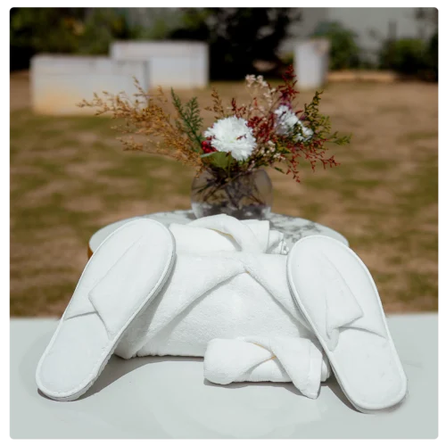 Serene Essentials – White Spa Towel & Slipper Set of 3