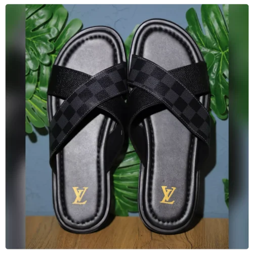 LV-Inspired Checkered Slides