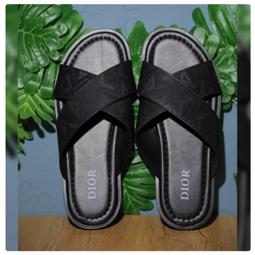 Dior-Inspired Black Crossover Slides
