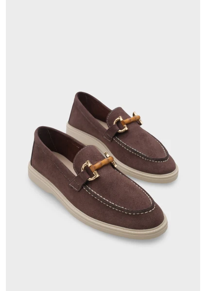 Taupe Suede Loafers