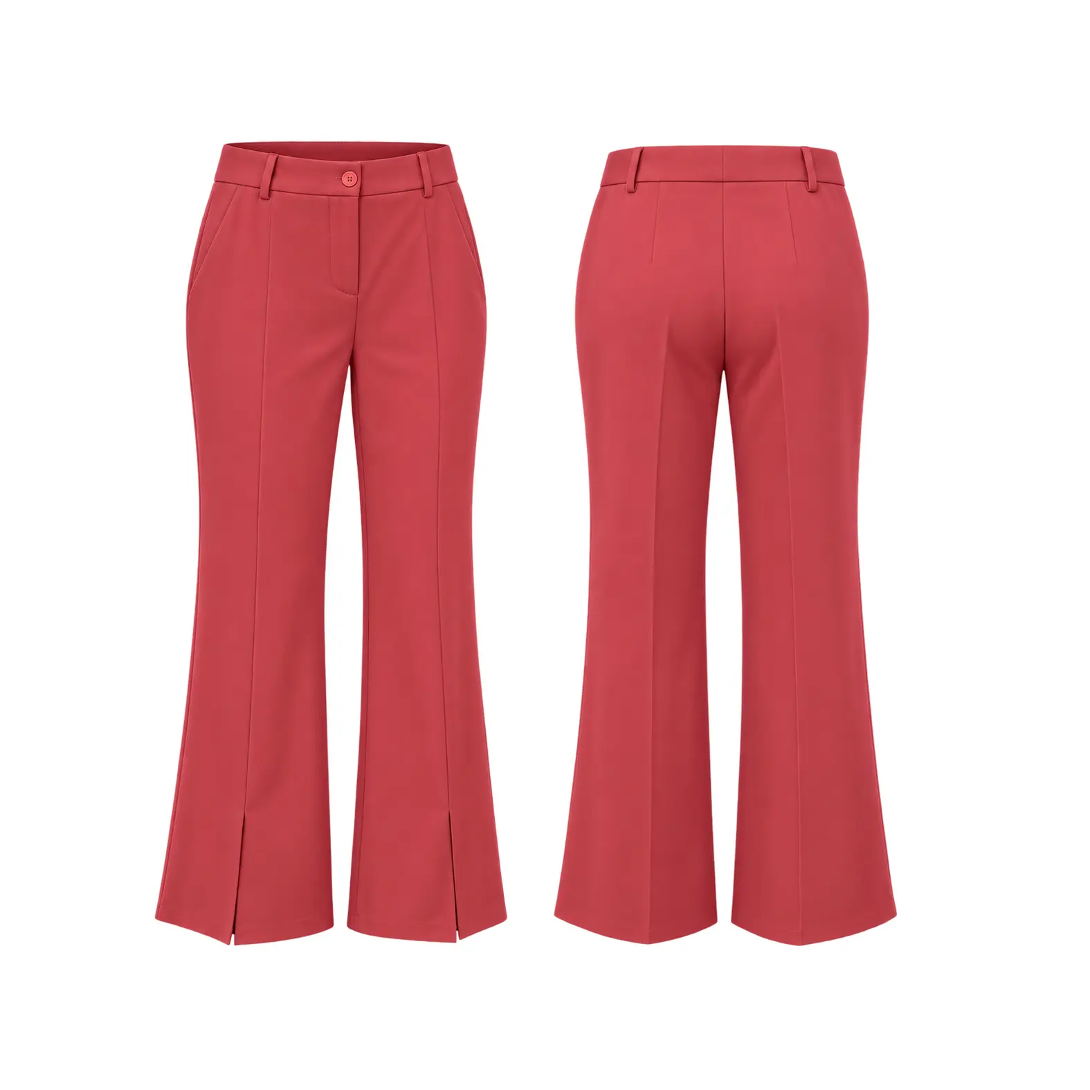 Fidosa Women's Red Flared Tailored Pants