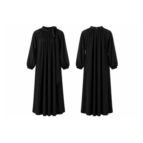 Zernisan Istanbul Dark Grey Tie-Neck Maxi Dress