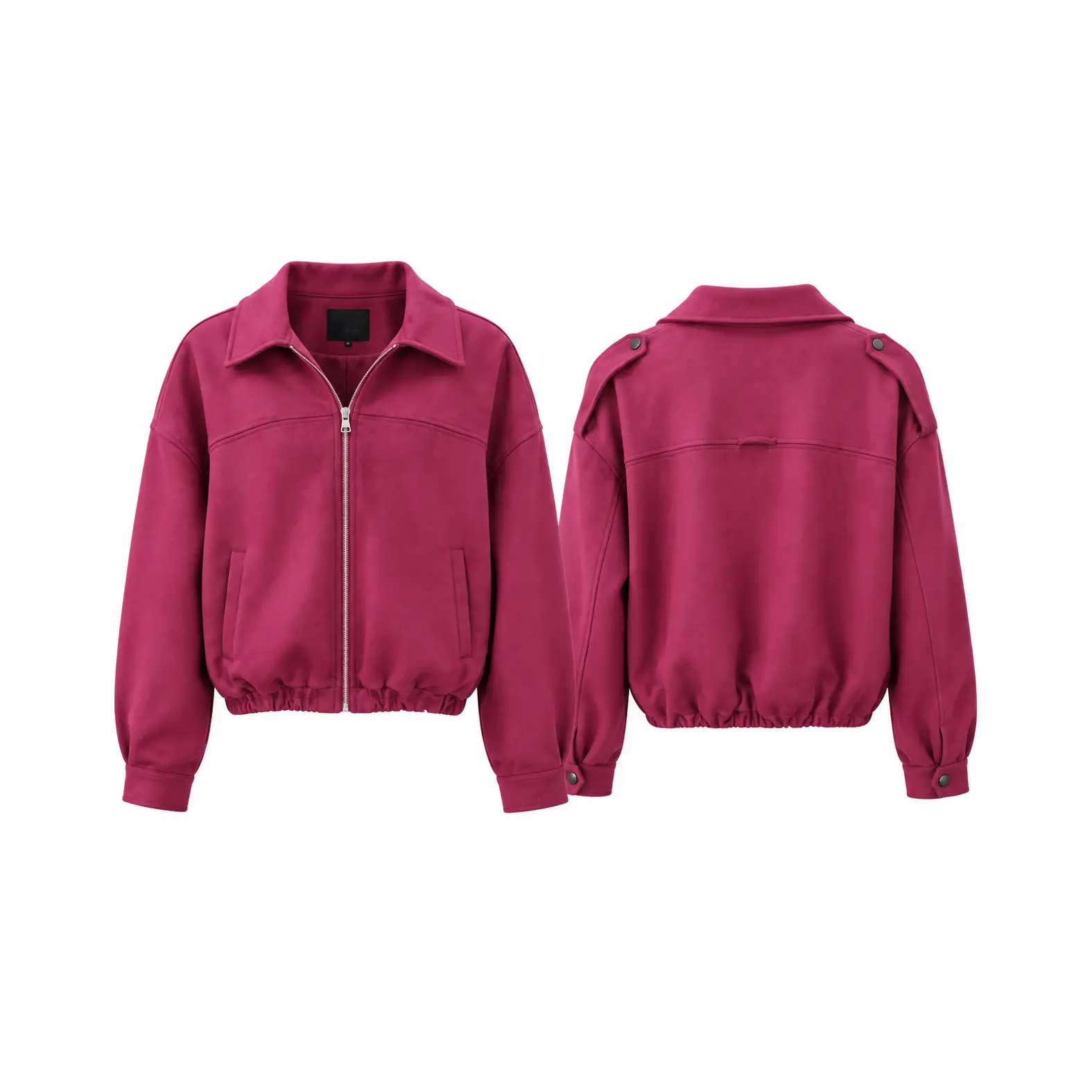 IT'S BASIC Women's Burgundy Cropped Zip Jacket