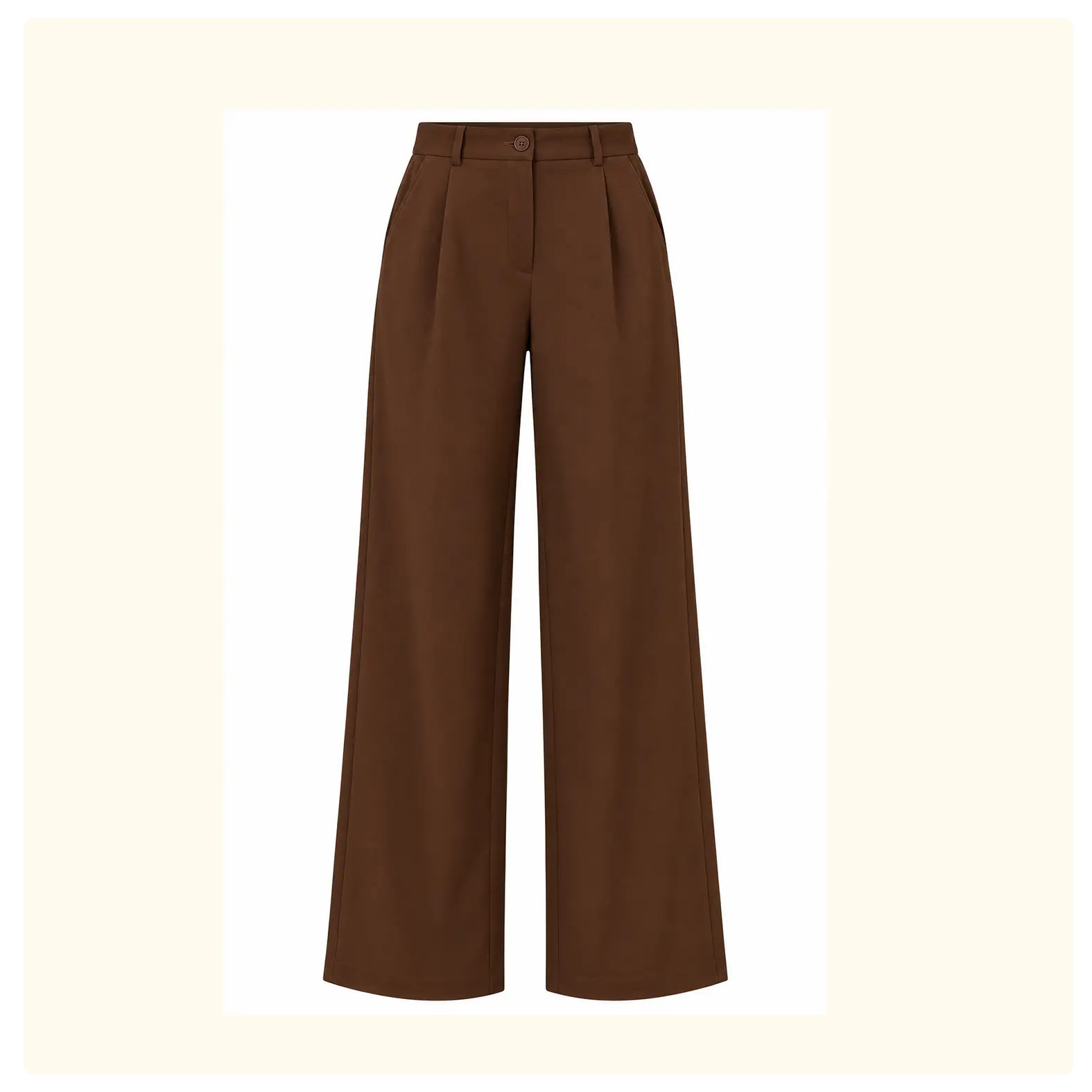 Women’s Brown High-Waist Wide-Leg Trousers-S