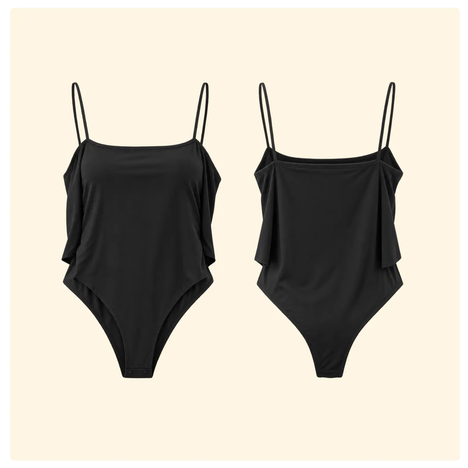 Women's Black Spaghetti Strap Bodysuit
