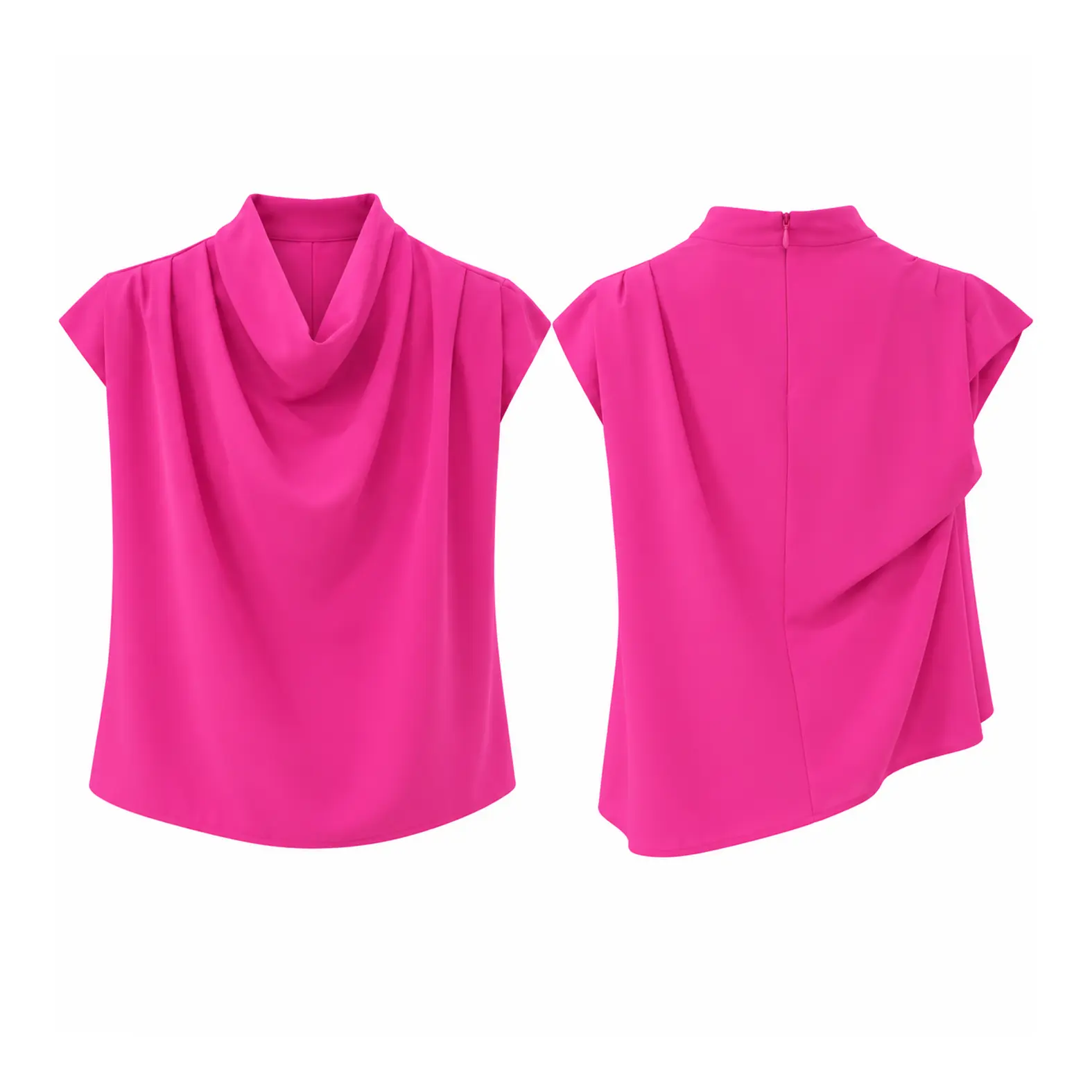 KINZI Women's Fuchsia Asymmetric Top