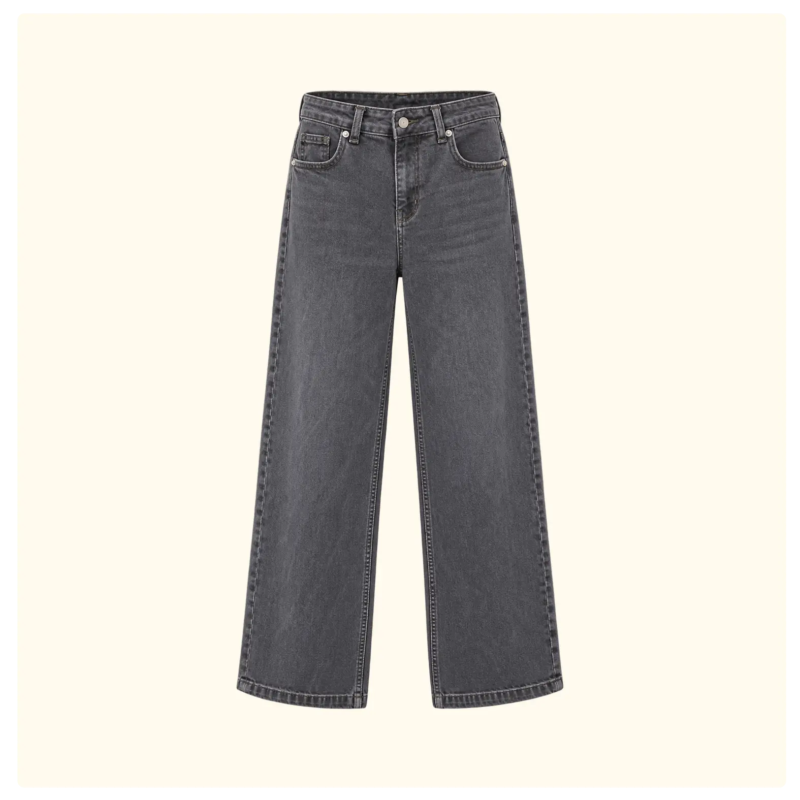 Women's Charcoal Grey Wide-Leg Jeans