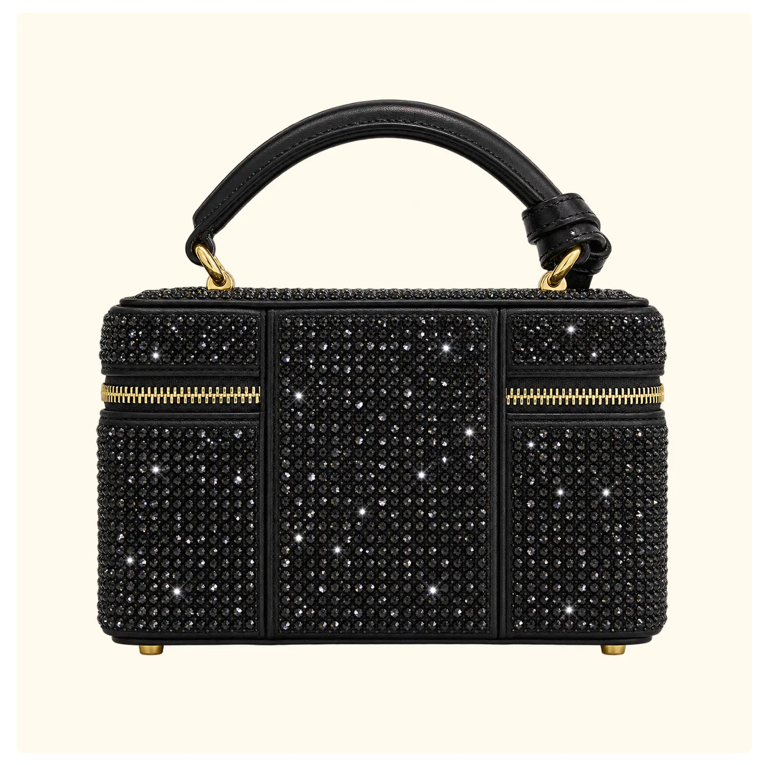 Luxury Rhinestone Vanity Crossbody Bag - Black - Image 2