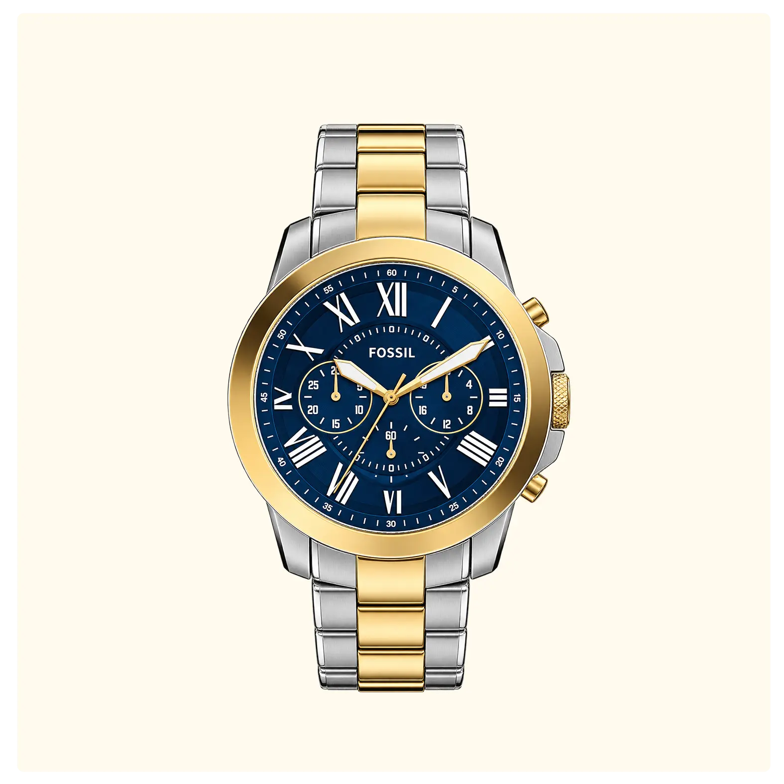 Fossil Grant Two-Tone Blue Dial Chronograph Men’s Watch