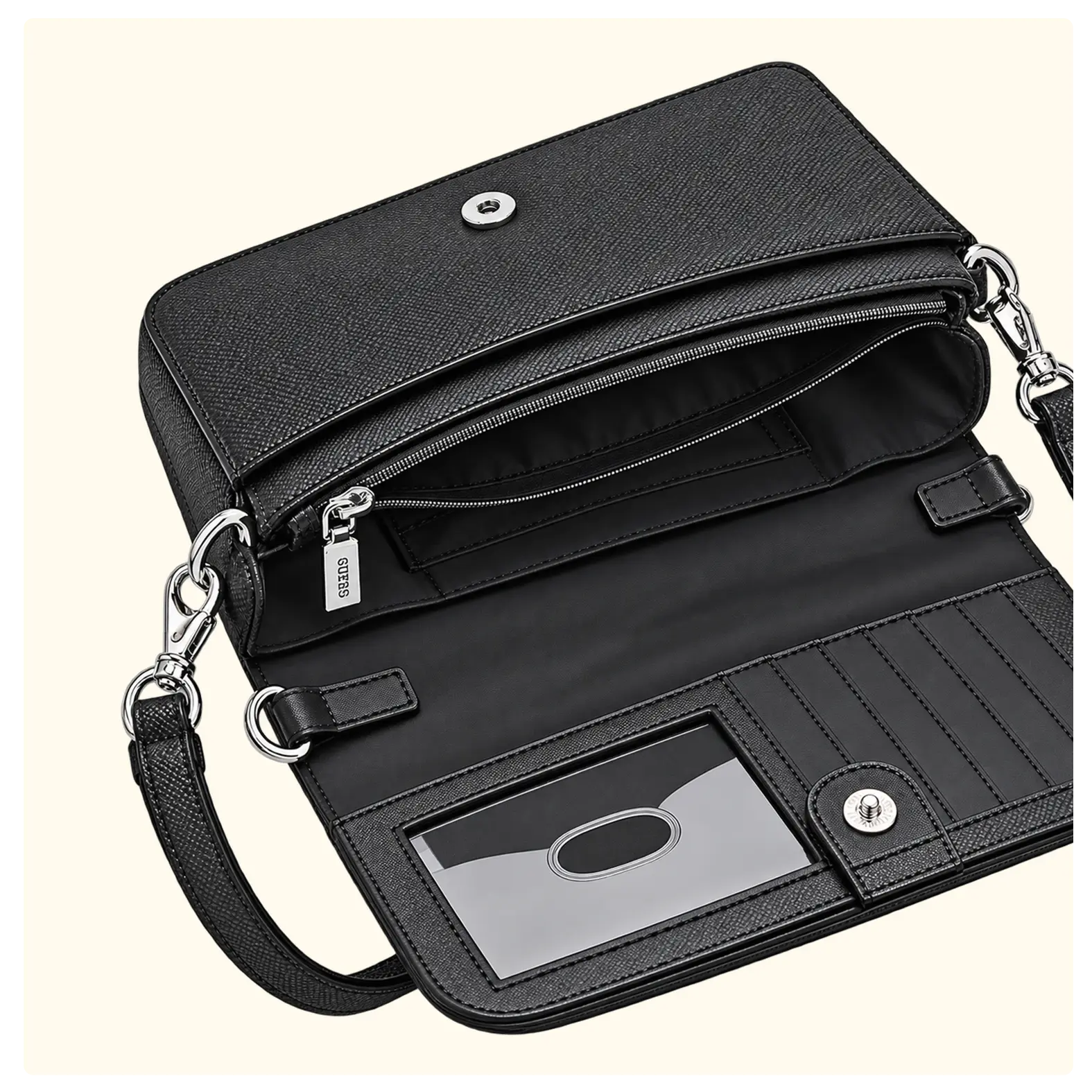 GUESS Noelle II Crossbody Flap Organizer - Black - Image 3