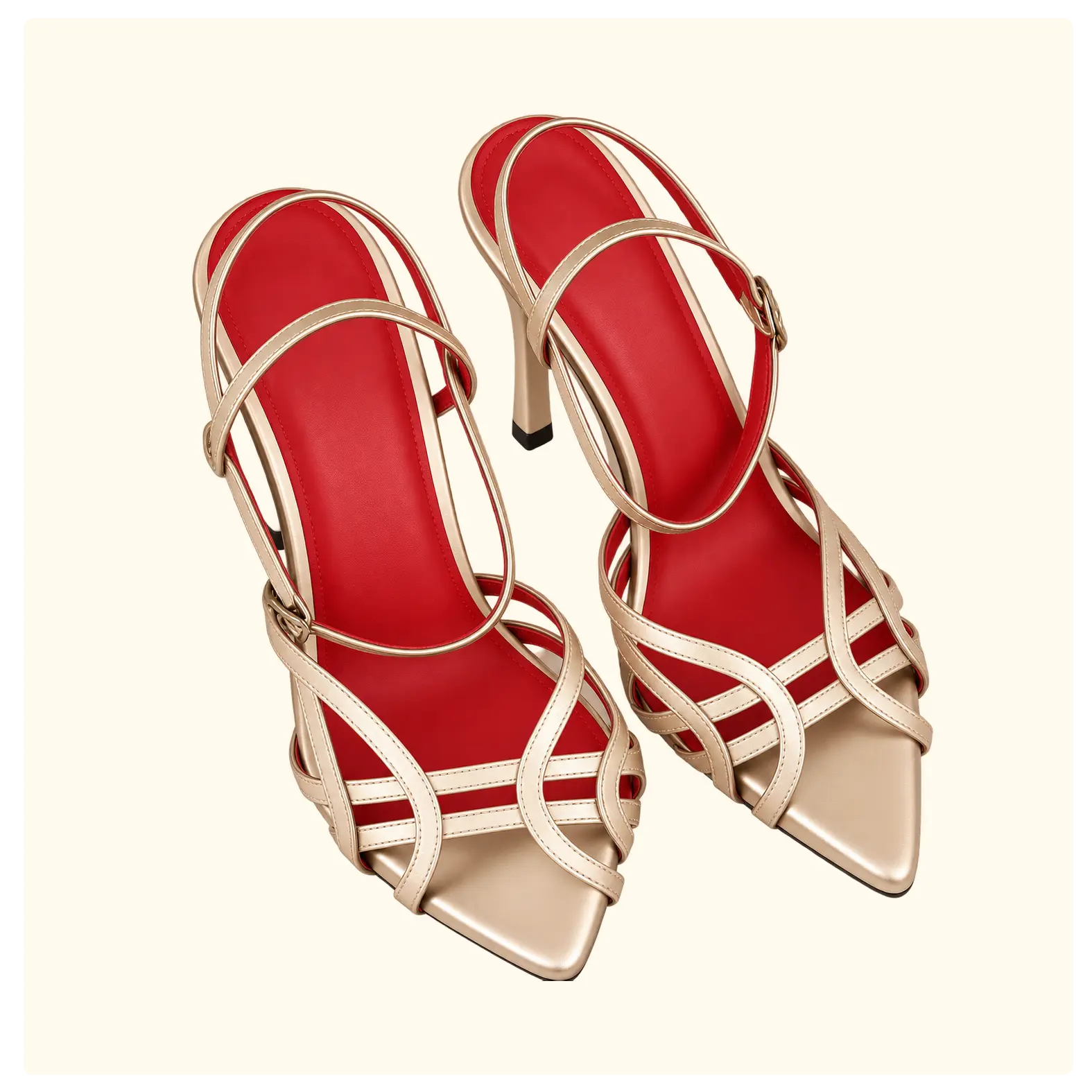 Gold Strappy High-Heel Sandals