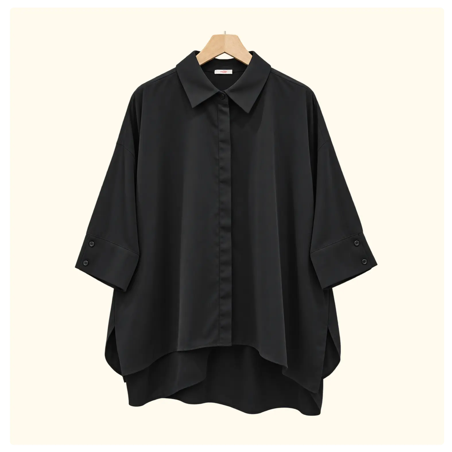 Women's Black Oversized Button-Up Shirt