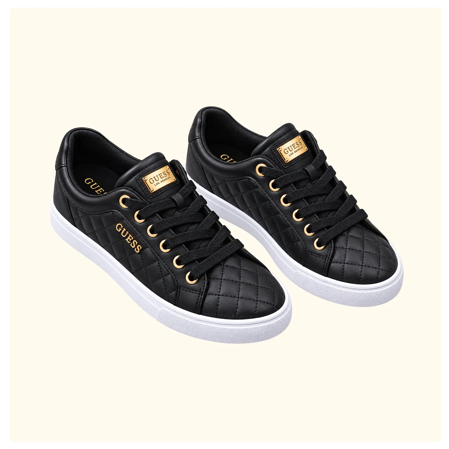 Black Quilted Lace-Up Platform Sneakers