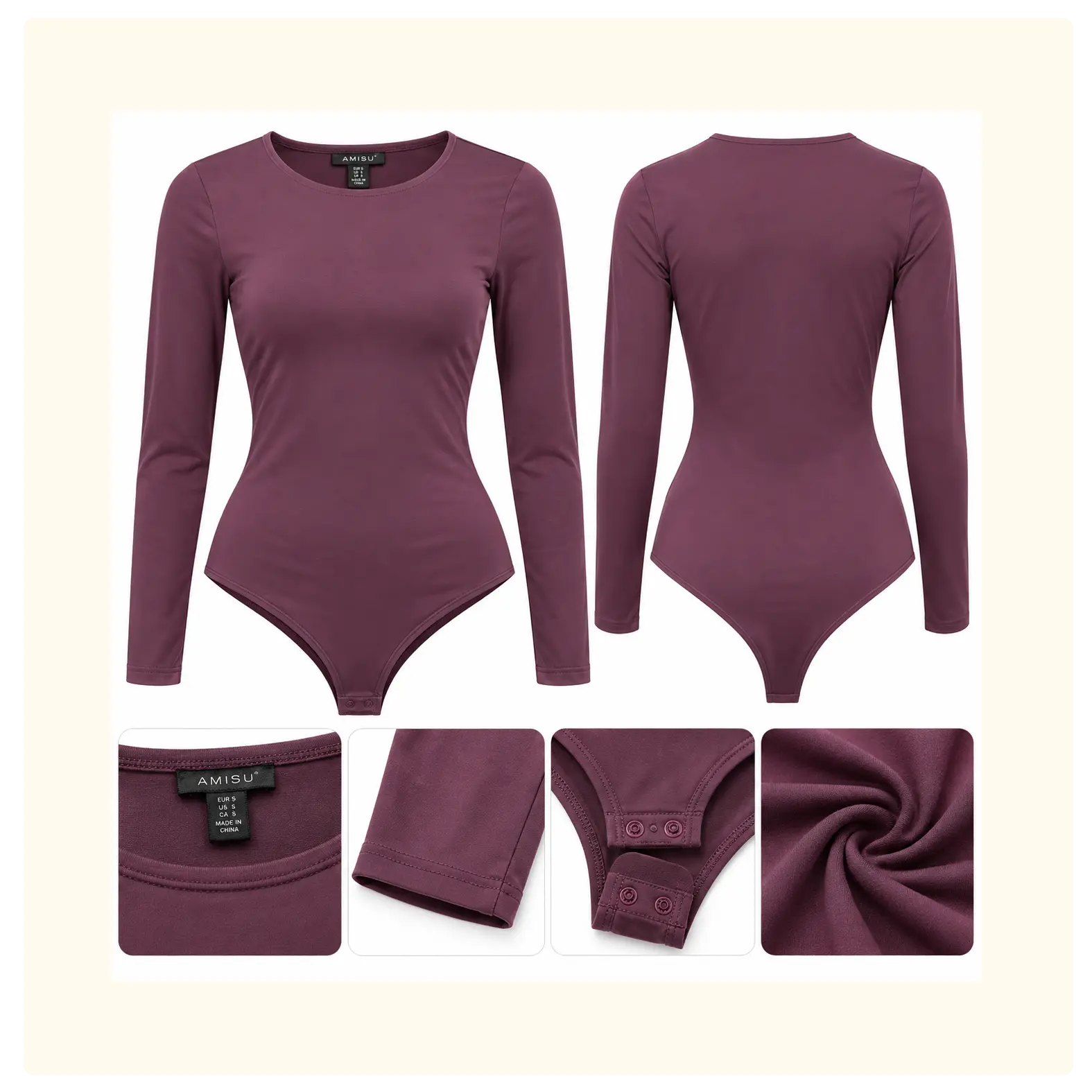 AMISU Women's Long Sleeve Bodysuit - Image 3