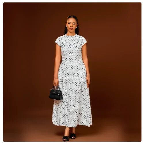 Polka Dot Fit & Flare Maxi Dress