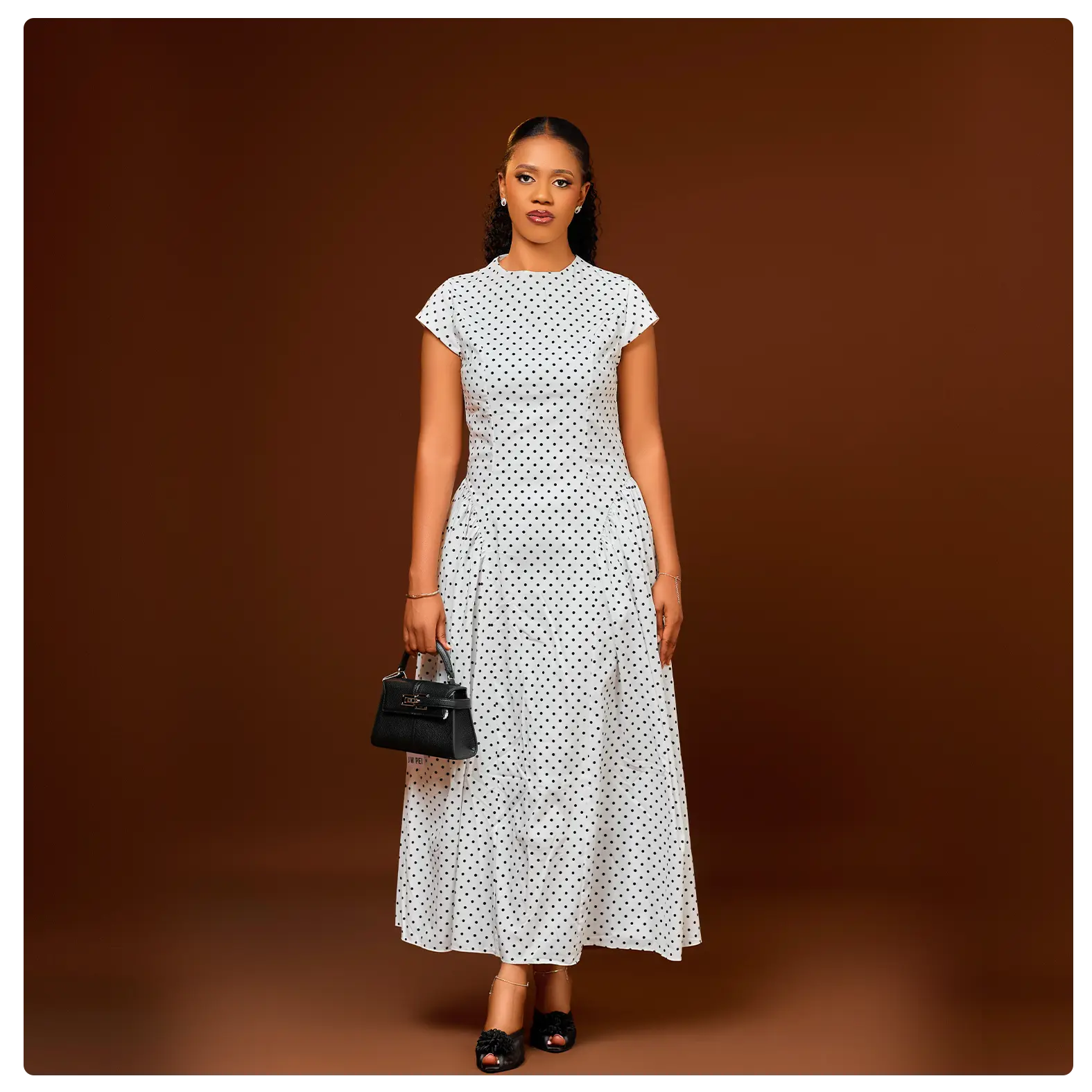 Polka Dot Fit & Flare Maxi Dress