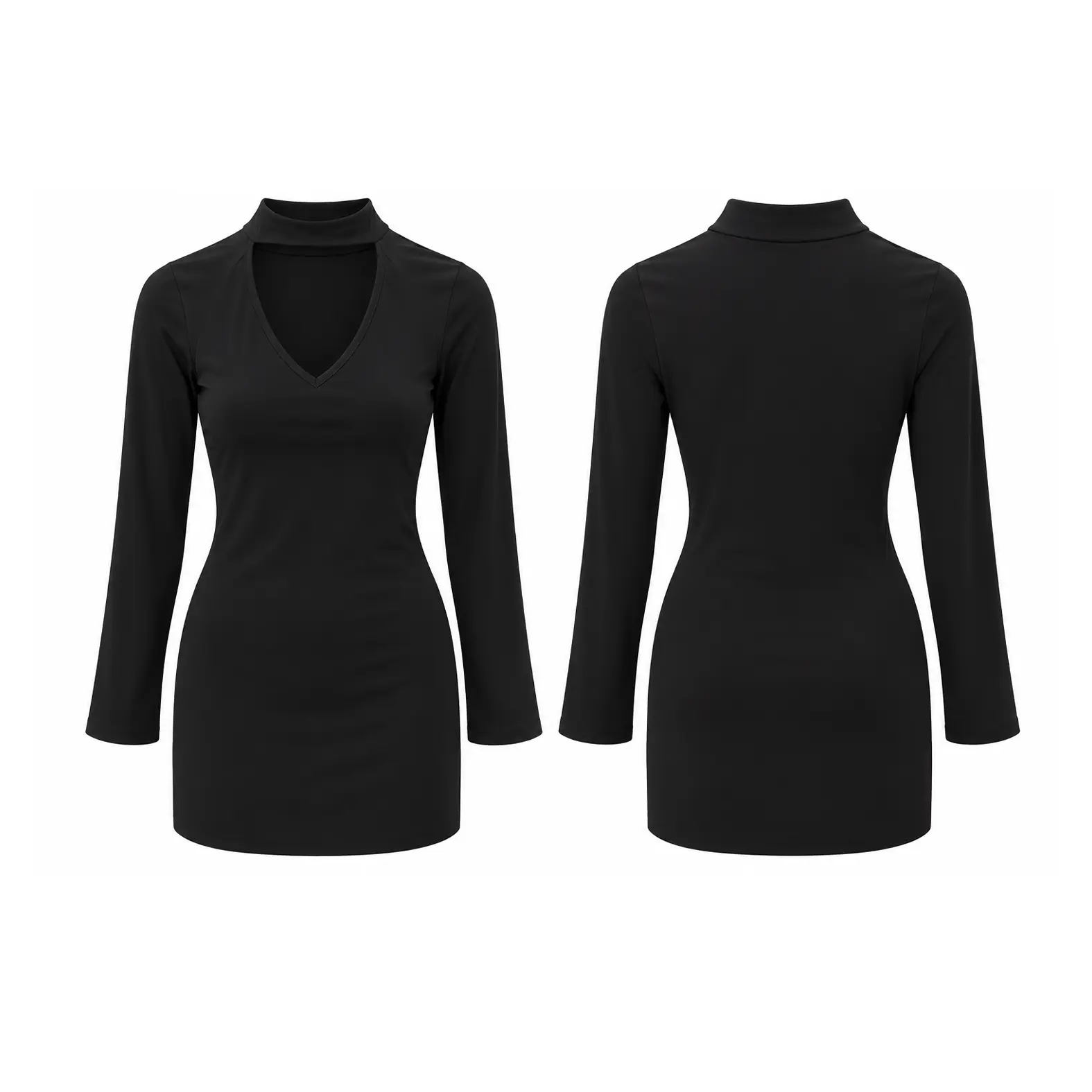 NEXT TREND Black Long-Sleeve Cut-Out Mini Dress