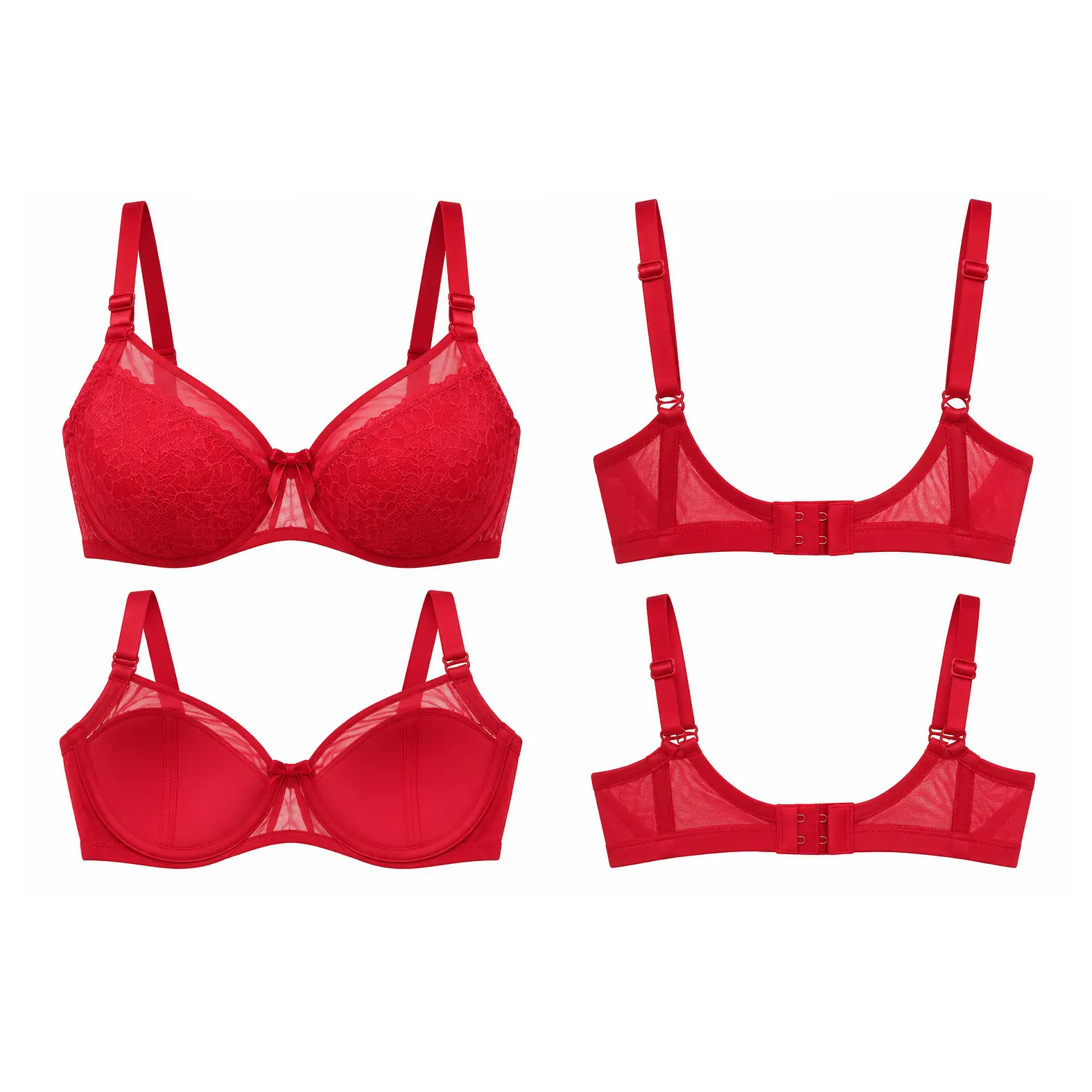 Tilsim Red Floral Lace Bra & Panty Set