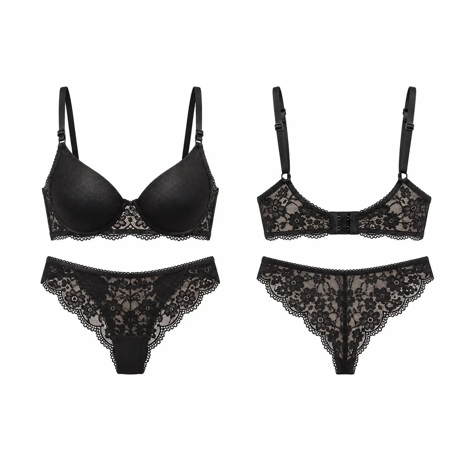 Women's Black Lace Bra & Panty Set