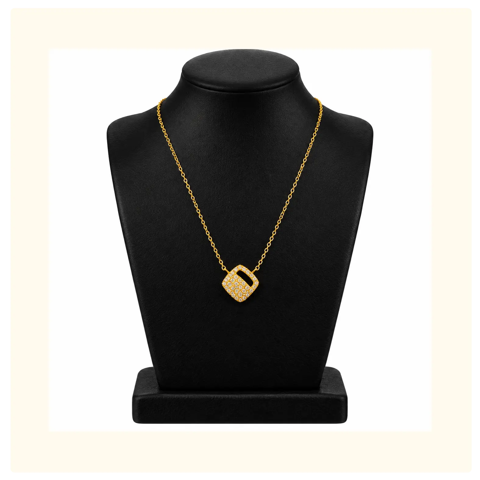 Pure Gold Sparkling Padlock Pendant Necklace
